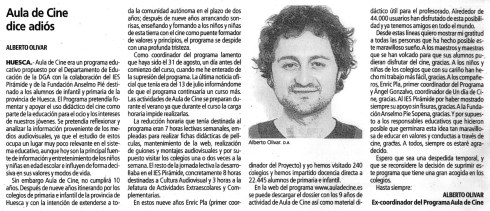 Despedida del programa Aula de Cine Despedida del programa Aula de Cine