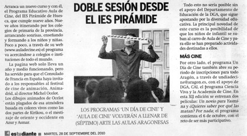 Noveno año del programa Aula de Cine Noveno año del programa Aula de Cine